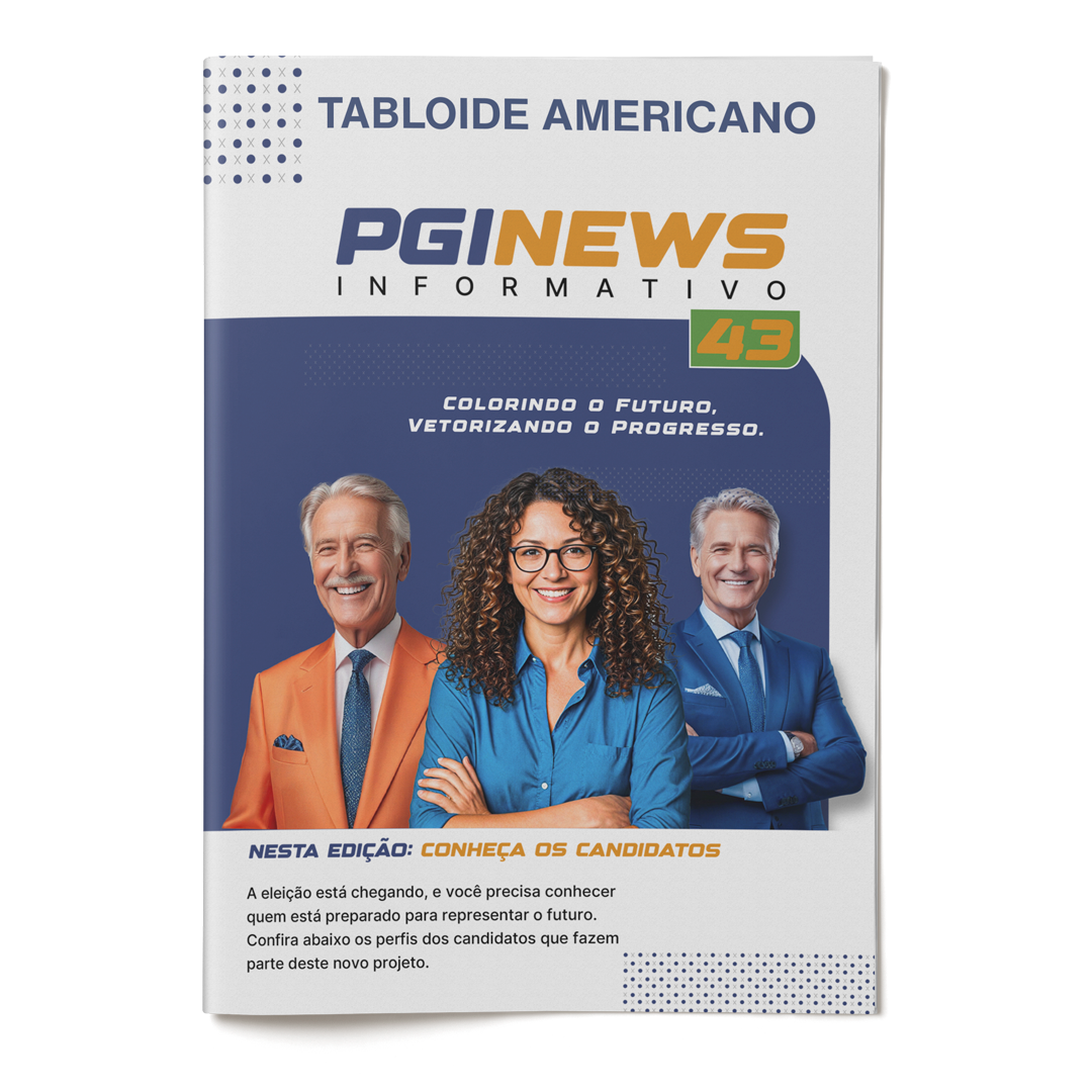 Jornal formato Tabloide Americano de campanha em papel jornal 48g ou offset sulfite 63g